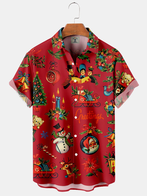 Men's Christmas Funny Graphic Short Sleeve Hawaiian Shirt